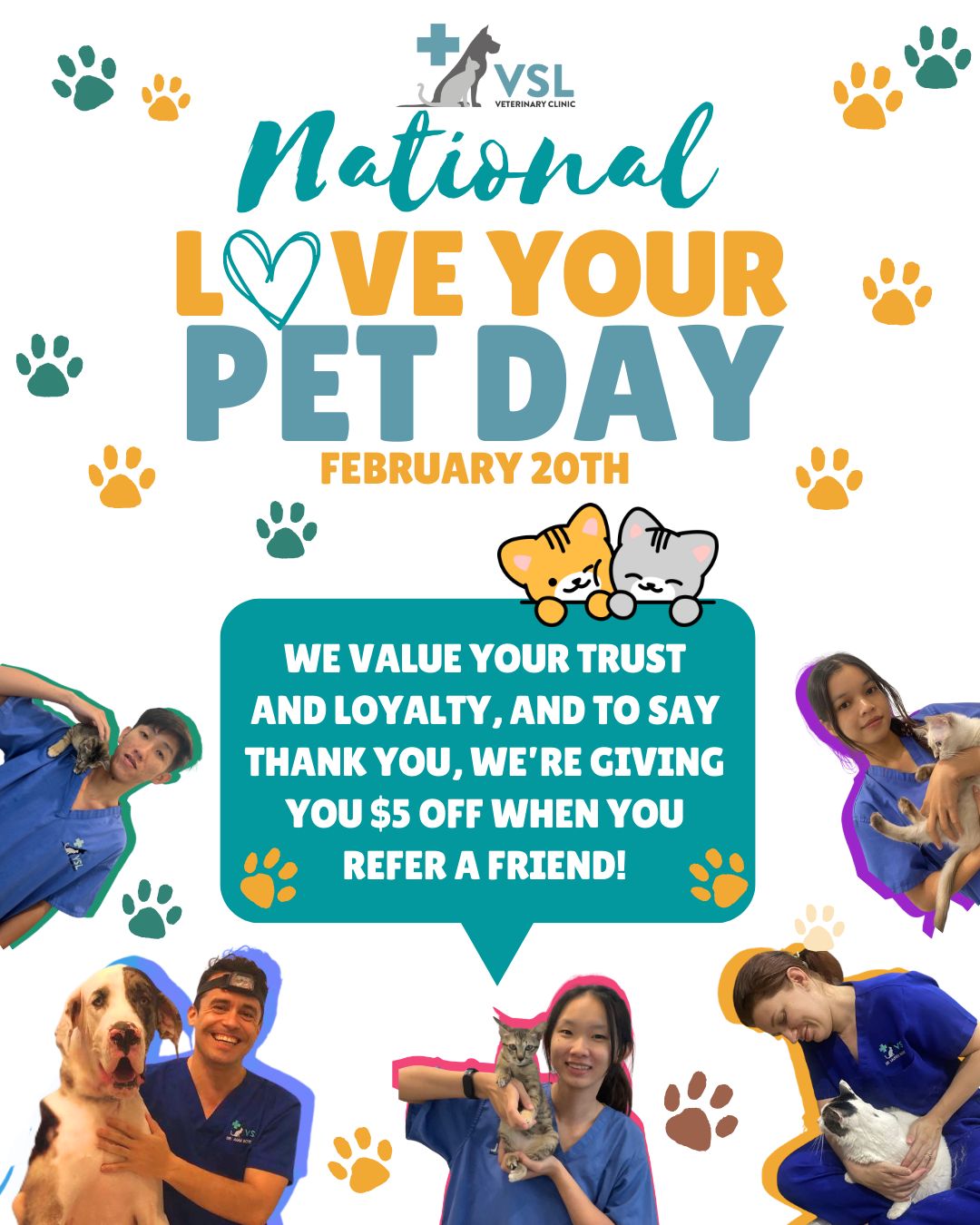 Because every pet deserves extra love and a little reward for their paw-rents too! 💖
We value your trust and loyalty, and to say thank you, we’re giving you $5 OFF when you refer a friend!
✨ How it works:
🐶 Refer a friend to VSL
🐱 Your friend fills out our online registration form
👉 https://forms.gle/dQv1QDqdM5e3UBrE6
🐾 They enter your name in the field “How did you hear about VSL?”
🏥 On their first visit, both of you get $5 OFF instantly!
(Excluding retail items)Celebrate Love your pet day by sharing the love because happy pets are even better when shared with friends! 🐕🐈Tag a fellow pet parent who needs to know this!
🔖Book your appointment:
🔗Link: https://ap-booking.vetstoria.com/booking/66b5d69745c87/?r=6
📞Phone: 023-986-640
📲WhatsApp: 017 464 681
📲Telegram: https://t.me/VSLveterinaryclinic
📍Visit us in BKK1: https://share.google/pglZkQrmunrFuLRKX
📱Join our VSL Telegram group: https://t.me/+5d7K4kN3Y0ljZTEy~~~~~~
💖 ព្រោះសត្វចិញ្ចឹមគ្រប់គ្នាសុទ្ធតែសូមបានក្តីស្រលាញ់បន្ថែម… ហើយក៏មានរង្វាន់តូចសម្រាប់ម្ចាស់របស់ពួកវាបង្វិលផងដែរ! 💖យើងខ្ញុំមានការដឹងគុណចំពោះការជឿទុកចិត្ត និងភាពស្មោះត្រង់របស់អ្នក ដូច្នេះដើម្បីអបអរសាទរ អ្នកនឹងទទួលបាន បញ្ចុះតម្លៃ $5 នៅពេលណែនាំមិត្តម្នាក់មក VSL!✨ វិធីប្រើប្រាស់៖
🐶ណែនាំមិត្តម្នាក់មក VSL
🐱 មិត្តរបស់អ្នកបំពេញសំណុំបែបបទចុះឈ្មោះអនឡាញ៖
👉 https://forms.gle/dQv1QDqdM5e3UBrE6🐾 ពួកគេបញ្ចូលឈ្មោះអ្នកក្នុងប្រអប់ “អ្នកបានស្គាល់ VSL ដោយរបៀបណា?”
🏥 នៅពេលមើលថែពេលដំបូង អ្នកទាំងពីរនឹងទទួលបាន $5 បញ្ចុះតម្លៃភ្លាមៗ!
(មិនរួមបញ្ចូលទំនិញលក់រាយ)អបអរសាទរ ថ្ងៃស្រលាញ់សត្វរបស់អ្នក ដោយចែករំលែកសេចក្តីស្រលាញ់—ព្រោះសត្វដែលមានសុខភាពល្អ និងរីករាយ គឺកាន់តែសប្បាយនៅពេលចែករំលែកជាមួយមិត្តភក្តិ! 🐕🐈🔖 កក់ពេលជួបរបស់អ្នក៖
🔗 តំណភ្ជាប់: https://ap-booking.vetstoria.com/booking/66b5d69745c87/?r=6
📞 ទូរស័ព្ទ: 023-986-640
📲 WhatsApp:+855 017 464 681
📲Telegram: https://t.me/VSLveterinaryclinic
📍 មកកាន់យើងនៅ BKK1: https://share.google/pglZkQrmunrFuLRKX
📱 ចូលរួមក្រុម VSL Telegram របស់យើង: https://t.me/+5d7K4kN3Y0ljZTEy