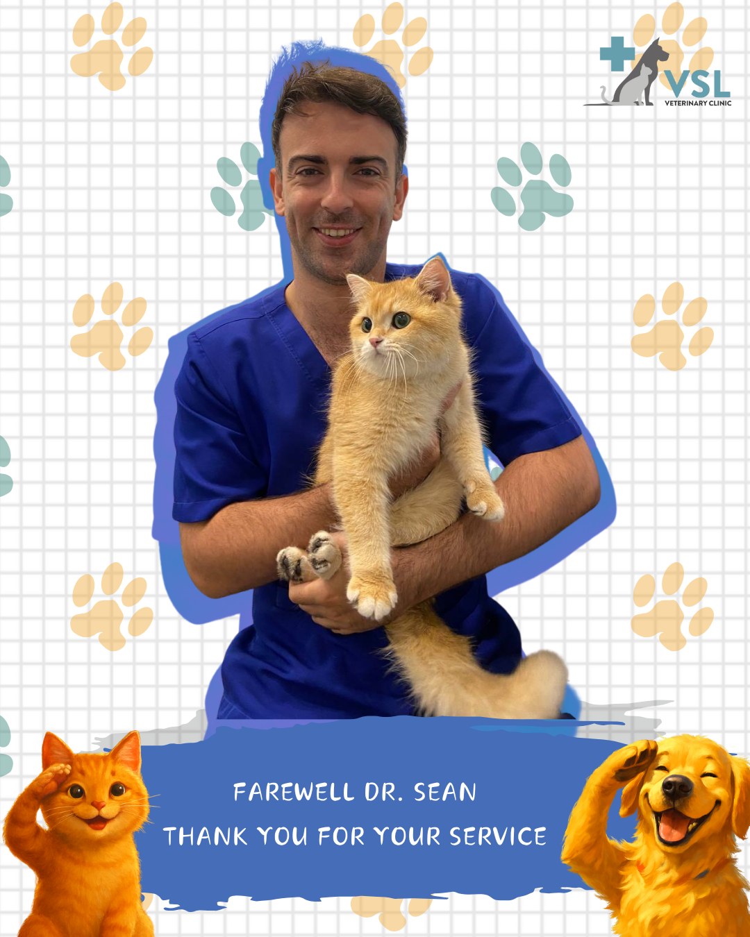 This month, it is time to say Goodbye to our awesome Dr. Sean
Thank You & Farewell!After  two wonderful years with VSL, we bid farewell to Dr. Sean, who will be returning to Ireland. Your dedication, compassion, and professionalism have made a lasting impact on our team and patients alike.Thank you for everything you’ve contributed  we wish you all the best as you begin this new chapter back home! 💙~~~~~~សូមអរគុណ និងលាហើយ វេជ្ជបណ្ឌិត Sean! 💐បន្ទាប់ពីរយៈពេលជាងពីរឆ្នាំដ៏អស្ចារ្យជាមួយក្រុម VSL យើងសូមអភ័យអាទិភាពនឹងលាផ្តាច់ចេញពី វេជ្ជបណ្ឌិត Sean ដែលនឹងត្រឡប់ទៅប្រទេសអៀរឡង់វិញ។
ការប្តេជ្ញាចិត្ត ចិត្តមេត្តា និងវិជ្ជាជីវៈរបស់អ្នក បានបង្កើតស្នាមចងចាំដ៏មានតម្លៃ និងមានឥទ្ធិពលយ៉ាងខ្លាំងលើក្រុមការងារ និងអ្នកជំងឺរបស់យើង។