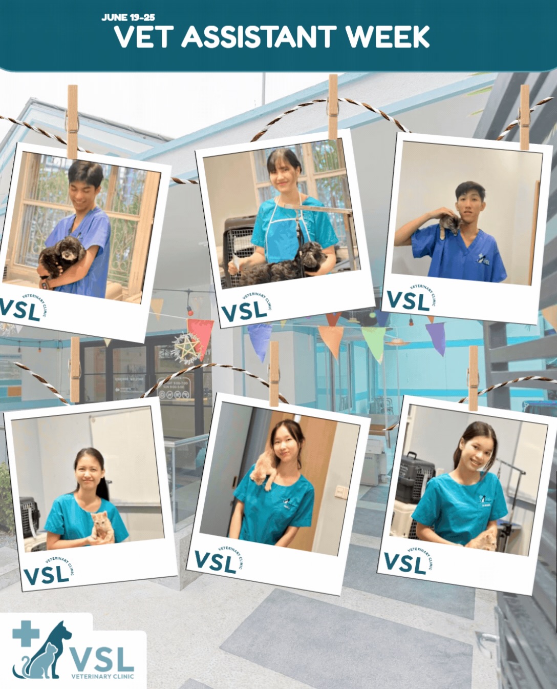 🐾💙 Happy Veterinary Assistant Week!🐾💙
At VSL, our veterinary assistants do so much more than care for pets—they’re here for you, too.From answering your questions and walking you through home care instructions to offering comfort during difficult moments and celebrating good news right alongside you, they are at the heart of the care and connection we provide every day.Whether they’re helping a patient recover, explaining treatment plans in a way that makes sense, or supporting our veterinary team behind the scenes, our assistants bring compassion, knowledge, and heart to everything they do.Join us in thanking these amazing individuals who support our doctors, our clients, and—most of all—our patients. 💙~💙🐾 រីករាយសប្ដាហ៍អបអរសាទរ Veterinary Assistant! 🐾💙នៅ VSL Veterinary Clinic ក្រុម Veterinary Assistant របស់យើង មិនត្រឹមតែថែទាំសត្វចិញ្ចឹមប៉ុណ្ណោះទេ ប៉ុន្តែថែមទាំងនៅក្បែរអ្នកគ្រប់ពេលវេលាផងដែរ។ពួកគេតែងតែរួសរាយរាក់ទាក់ក្នុងការឆ្លើយសំណួរ ណែនាំអំពីការថែទាំសត្វនៅផ្ទះ ផ្តល់កម្លាំងចិត្តក្នុងគ្រាលំបាក និងអបអរសាទរជាមួយអ្នកនៅពេលទទួលបានដំណឹងល្អ។មិនថាជាការជួយអ្នកជំងឺឲ្យជាសះស្បើយ ពន្យល់អំពីផែនការព្យាបាលឲ្យងាយយល់ ឬគាំទ្រក្រុមគ្រូពេទ្យនៅពីក្រោយឆាកនោះទេ ពួកគេតែងតែបំពេញការងាររបស់ខ្លួនដោយក្តីមេត្តា ជំនាញវិជ្ជាជីវៈ និងបេះដូងដែលពោរពេញដោយការយកចិត្តទុក