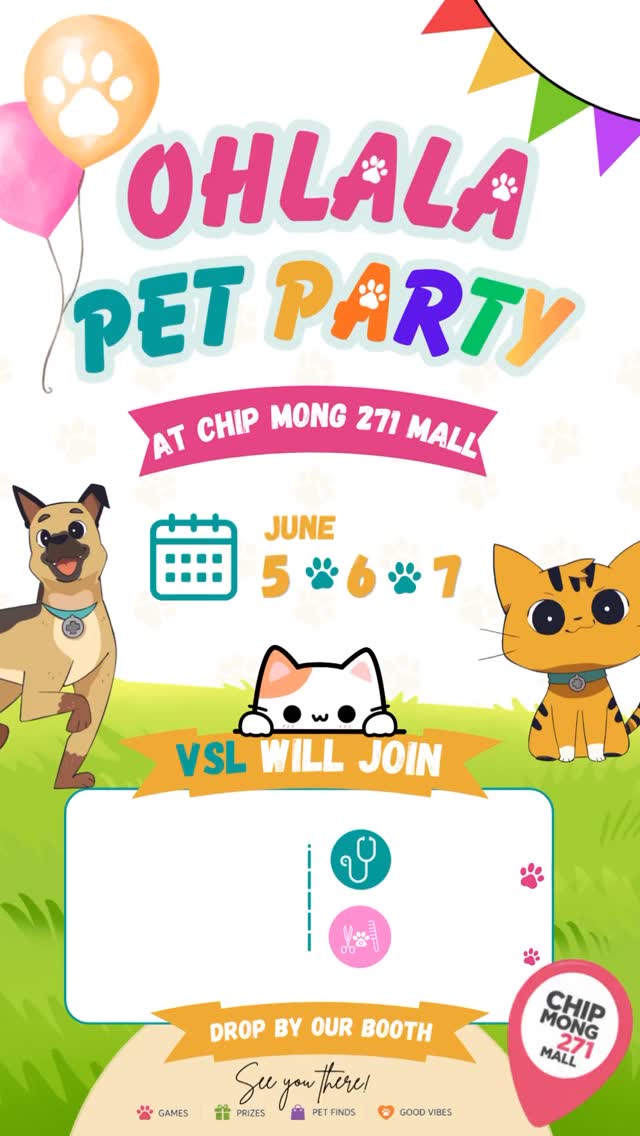 🐾 See you all tomorrow at the Ohlala Pet Party at Chip Mong 271 Mall! 🎉Visit our booth for:
🩺 FREE Health Checks
✂️ FREE Grooming Trims
Meet our veterinarians and groomer throughout the event:
📅 June 5 – Dr. Juan (AM) & Dr. Ratana (PM)
📅 June 6 – Dr. Lauren (AM) & Dr. Ratana (PM)
📅 June 7 – Dr. Ula (AM) & Dr. Ratana (PM)Groomer Thida will be available all day from June 5–7!For health checks, please bring your pet’s medical records for proper assessment.Register your pet and see you there! 🐶🐱💙~~~🐾🎉 ដំណឹងល្អសម្រាប់អ្នកស្រឡាញ់សត្វចិញ្ចឹម! 🐶🐱យើងរីករាយក្នុងការប្រកាសថា VSL Veterinary Clinic នឹងចូលរួមក្នុងកម្មវិធី Ohlala Pet Party នៅ Chip Mong 271 Mall ចាប់ពីថ្ងៃទី 5–7 ខែមិថុនា! 🎊🐾អញ្ជើញមកកាន់ស្តង់របស់យើង ដើម្បីទទួលបាន៖
✨ ពិនិត្យសុខភាពឥតគិតថ្លៃ សម្រាប់កូនសត្វរបស់អ្នក
✨ Grooming ឥតគិតថ្លៃ (កាត់រោមតែប៉ុណ្ណោះ)
✨ បរិយាកាសសប្បាយៗ ផលិតផលសម្រាប់សត្វ និងអ្វីៗជាច្រើនទៀត!💙 សម្រាប់ការពិនិត្យសុខភាពឥតគិតថ្លៃ យើងសូមលើកទឹកចិត្តឲ្យម្ចាស់សត្វ នាំយកប្រវត្តិវេជ្ជសាស្ត្ររបស់សត្វមកជាមួយ ដើម្បីងាយស្រួលក្នុងការវាយតម្លៃសុខភាព។🐕🐈 សូមនាំយកសត្វសំណព្វរបស់អ្នក មកជួបក្រុមការងារ VSL — យើងរង់ចាំជួបអ្នក និងមិត្តស្និទ្ធរោមដ៏គួរឲ្យស្រលាញ�