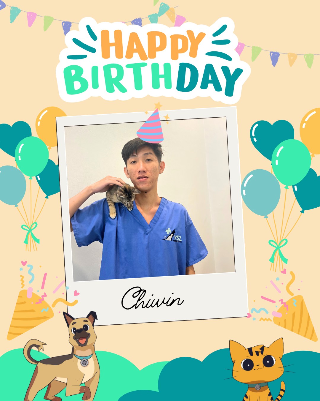 Happy birthday to our amazing vet nurse, Chiwin! 🐾
With warmest wishes from all of us at VSL~~~~🎉 សូមជូនពរថ្ងៃកំណើតសប្បាយរីករាយជូនដល់អ្នកជំនួយវេជ្ជបណ្ឌិតសត្វដ៏អស្ចារ្យរបស់យើង Chiwin! 🐾សូមឲ្យថ្ងៃពិសេសនេះ ពោរពេញទៅដោយសេចក្តីសុខ សំណាងល្អ និងភាពជោគជ័យគ្រប់យ៉ាង 💖
ដោយក្តីស្រឡាញ់ពីពួកយើងទាំងអស់គ្នានៅ VSL