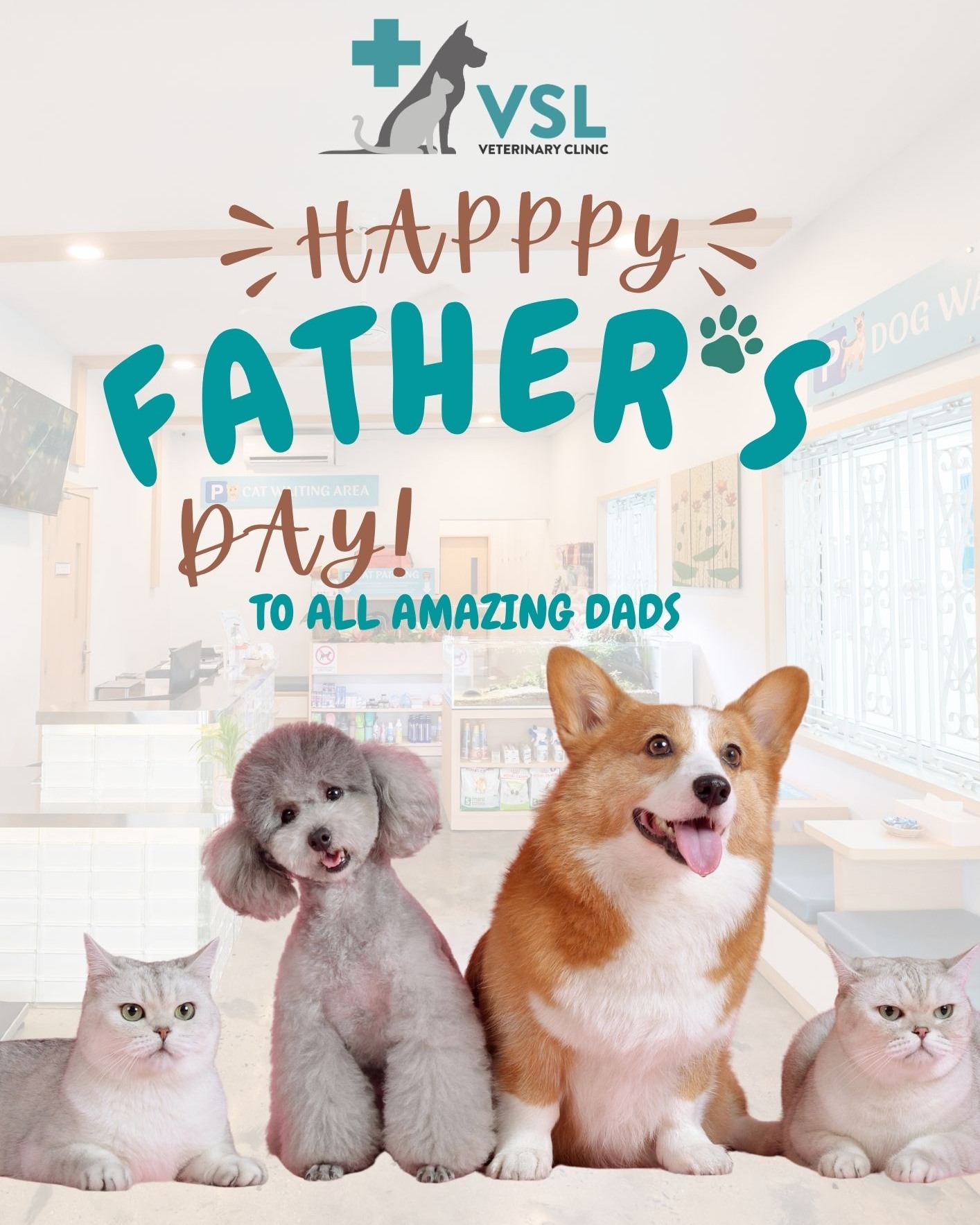 🐾💙 Happy Father's Day! 💙🐾
To all the amazing pet dads thank you for the love, care, and protection you give your furry family members every day.Wishing you a day filled with happiness, wagging tails, purrs, and unforgettable moments. 🐶🐱From all of us at VSL Veterinary Clinic, Happy Father's Day!~~~~🐾💙 រីករាយទិវាពុក! 💙🐾
ជូនចំពោះប៉ាប៉ាសត្វចិញ្ចឹមដ៏អស្ចារ្យទាំងអស់ សូមអរគុណសម្រាប់ក្តីស្រឡាញ់ ការយកចិត្តទុកដាក់ និងការការពារដែលអ្នកផ្តល់ឱ្យសមាជិកគ្រួសាររោមរបស់អ្នកជារៀងរាល់ថ្ងៃ។ 🐶🐱សូមជូនពរឱ្យថ្ងៃពិសេសនេះ ពោរពេញដោយសុភមង្គល ស្នាមញញឹម សំឡេងគ្រវីកន្ទុយ និងពេលវេលាដ៏មានអត្ថន័យជាមួយសត្វចិញ្ចឹមជាទីស្រឡាញ់របស់អ្នក។ 💙ពីក្រុមការងារទាំងអស់នៅ VSL Veterinary Clinic សូមជូនពរ រីករាយទិវាពុក! 🐾