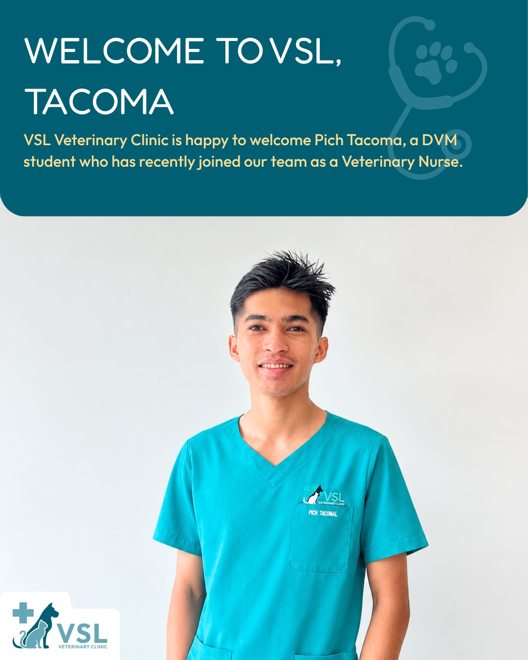 Welcome, Pich Tacoma! 🩺🐾We’re happy to welcome Tacoma, a DVM student who has joined VSL Veterinary Clinic as a Veterinary Nurse.We’re excited to have him as part of our team and look forward to supporting his journey in veterinary medicine while working together to provide compassionate care to every patient.🔖Book your appointment:
🔗Link: https://ap-booking.vetstoria.com/booking/66b5d69745c87/?r=6
📞Phone: 023-986-640
📲WhatsApp: 017 464 681
📲Telegram: https://t.me/VSLveterinaryclinic
📍Visit us in BKK1: https://share.google/pglZkQrmunrFuLRKX
📱Join our VSL Telegram group: https://t.me/+5d7K4kN3Y0ljZTEy~~~~🐾🩺 សូមស្វាគមន៍ Pich Tacoma មកកាន់ក្រុមការងារ VSL! 🎉យើងមានសេចក្តីសោមនស្សរីករាយក្នុងការស្វាគមន៍ Tacoma ដែលជានិស្សិត Doctor of Veterinary Medicine (DVM) និងបានចូលរួមជាមួយ VSL Veterinary Clinic ក្នុងតួនាទីជា Veterinary Nurse។ 🩺🐶🐱យើងពិតជារីករាយដែលមាន Tacoma ជាសមាជិកម្នាក់នៃក្រុមការងាររបស់យើង ហើយទន្ទឹងរង់ចាំគាំទ្រដំណើររបស់គាត់ក្នុងវិស័យវេជ្ជសាស្ត្រសត្វ។ 💙ជាមួយគ្នានេះ យើងនឹងបន្តសហការគ្នា ដើម្បីផ្តល់ការថែទាំប្រកបដោយក្តីមេត្តា និងការយកចិត្តទុកដាក់ដល់អ្នកជំងឺសត្វគ្រប់រូប។ 🐾❤️សូមស្វាគមន៍មកកាន់គ្រួសារ VSL, Tacoma! 🎉🐾🔖 កក់ពេលជួបរបស់អ្នក៖
🔗 តំណភ្ជាប់: https://ap-booking.vetstoria.com/booking/66b5d69745c87/?r=6
📞 ទូរស័ព្ទ: 023-986-640
📲 WhatsApp:+855 017 464 681
📲Telegram: https://t.me/VSLveterinaryclinic
📍 មកកាន់យើងនៅ BKK1: https://share.google/pglZkQrmunrFuLRKX
📱 ចូលរួមក្រុម VSL Telegram របស់យើង: https://t.me/+5d7K4kN3Y0ljZTEy